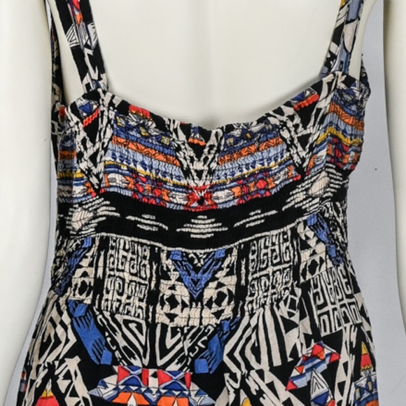 BOHO Southwest Aztec Print Maxi Long Midi Dress V-neck Sleeveless - Picture 5 of 5